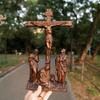 Jesus Crucifixion Scene Statue, Hand-Carved Wooden Calvary Decoration, 14 Station of the Cross, Religious Christian Sculpture