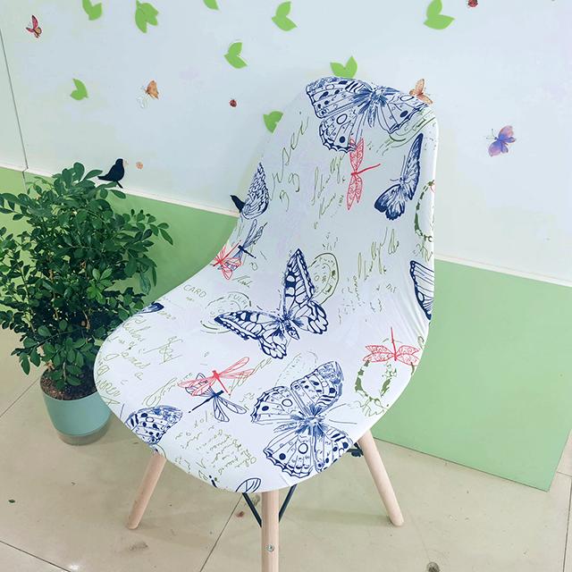 

Printed Shell Chair Cover Stretch Cheap Short Back Chair Covers For Dining Room Seat Covers For Home Bar Hotel Party Banquet 1PCS