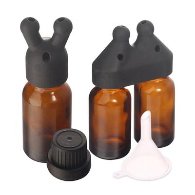 1 Satz Ätherisches Öl Inhalator Kappe Auslaufsicher Leer Ätherisches Öl Parfüm Spender Flasche Behälter Doppelloch Schnüffflasche Kappe Trichter Abdeckung Set