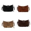 Fashion Suede Tote Bag With Fringes For Travel And Casual Use
