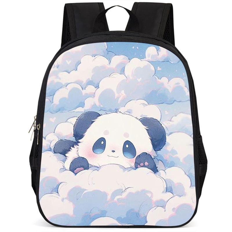 Spacious 15 Inch Panda Backpack For Elementary Kids Lightweight Oxford Cloth