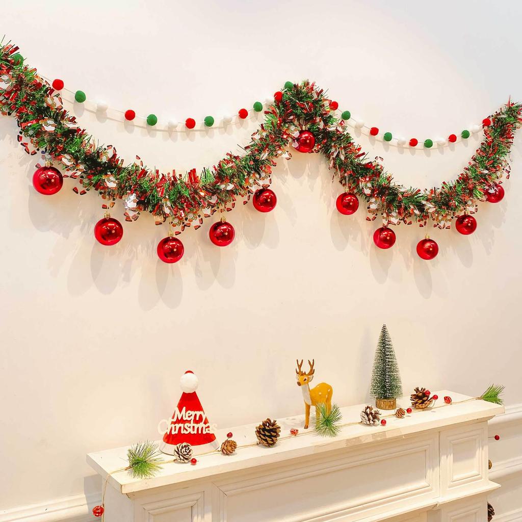 Christmas Tinsel Garland for Tree Ornaments and Wall Decor