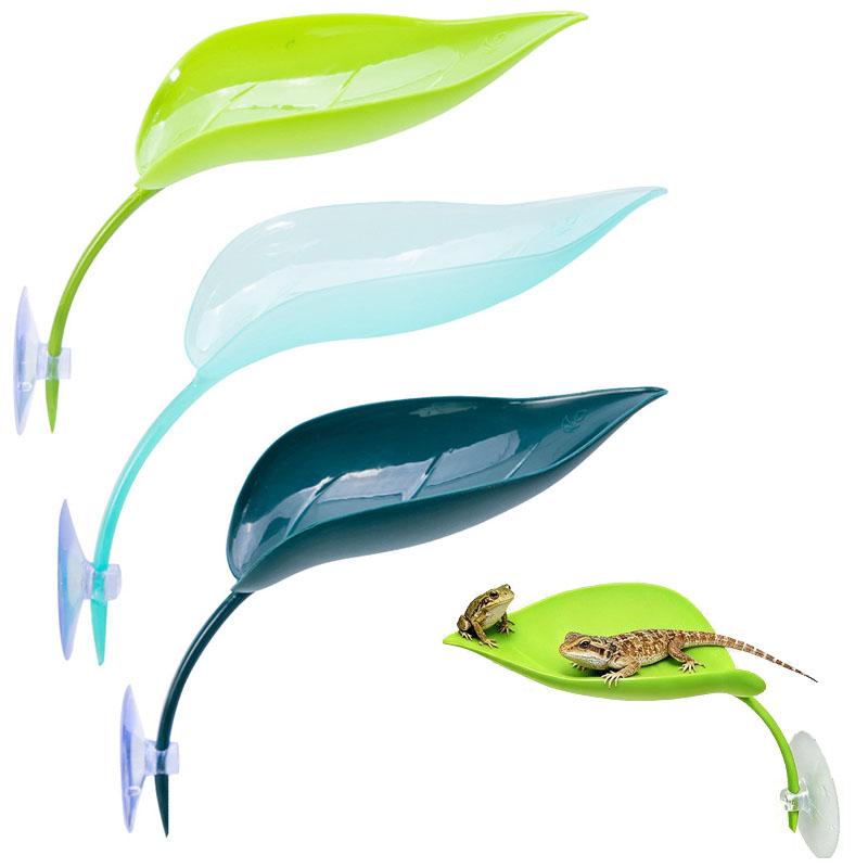 Reptile Basking Area Resting Terrace Frog Habitat Leaf Suction Cup Tank Accessories Simulated Leaves for Geckos SYXZS01