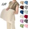 Skin Friendly Bed Throw Waffle Textured Fleece Blanket Solid Color Milk Flannel Grid Cut High Density Brushed Velvet Blanket Plush Soft Warm Cozy for