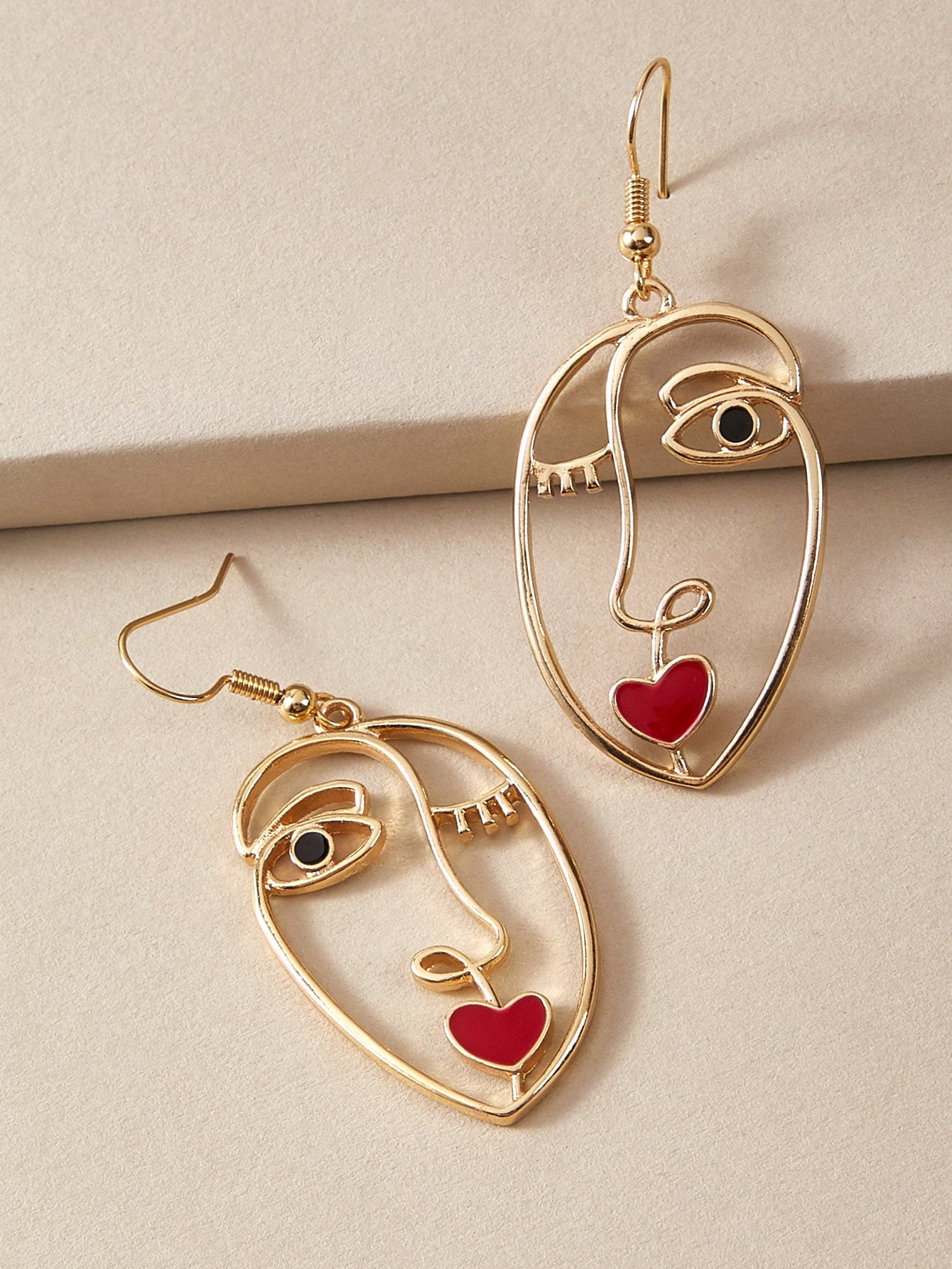 

1 Pair Women s Asymmetrical Color Portrait Jewelry, Elegant Personalized Summer Beach Party Friends Silver золотий