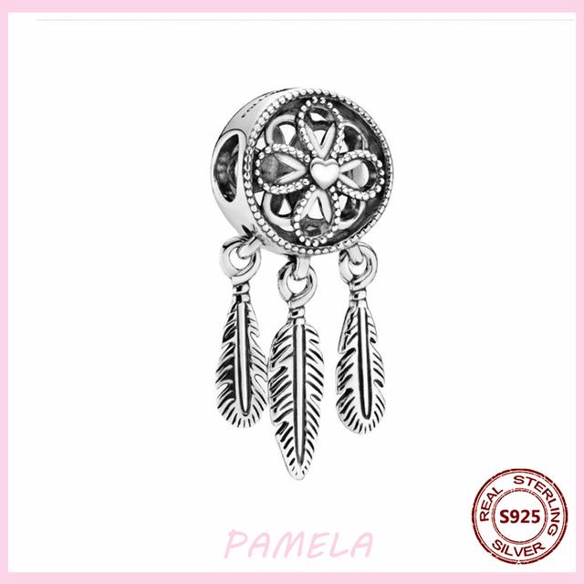 Nový 925 stříbrný lapač snů Visací přívěsek korálek ve tvaru srdce pro originální přívěsný náramek lapač snů