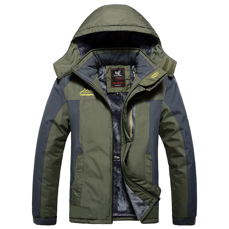 Winter Thickened Fleece Lined Windproof Cotton Coat Middle-aged Men Outdoor