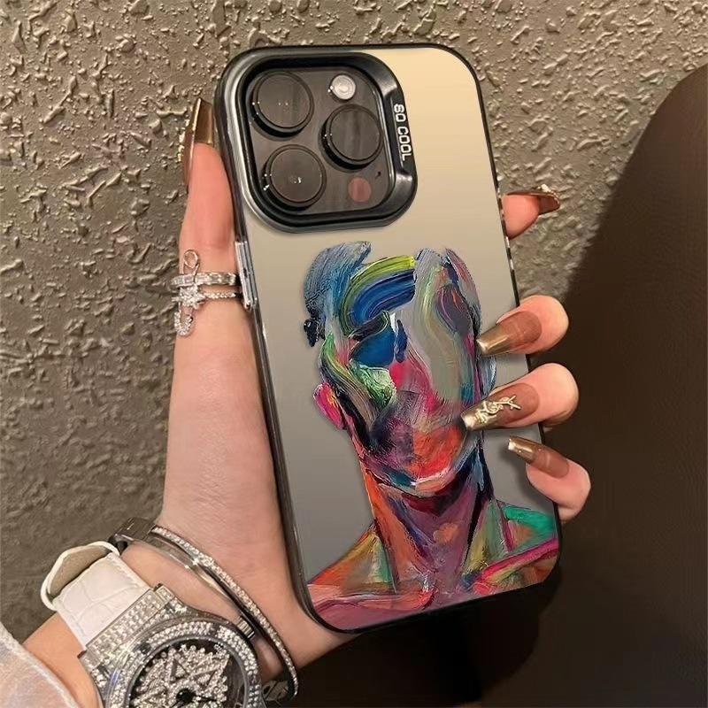 Color graffiti human body suitable for Apple 16Ppromax mobile phone case suitable for iphone14plus new 13 silver x