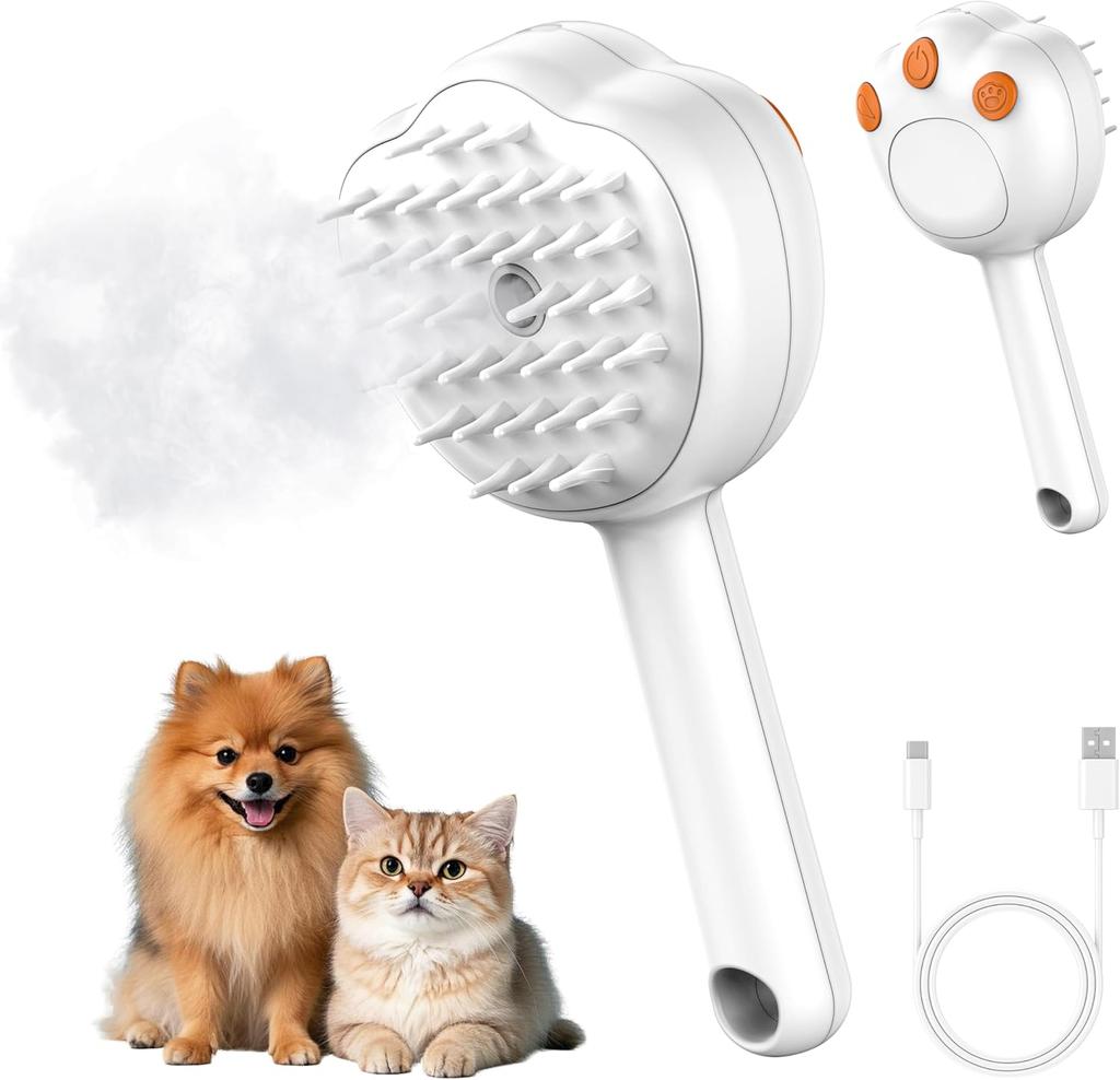 Steam Cat Brush, Steam Skin-friendly Hair Removal Grooming Tool for Hair Removal and Hairy Pets