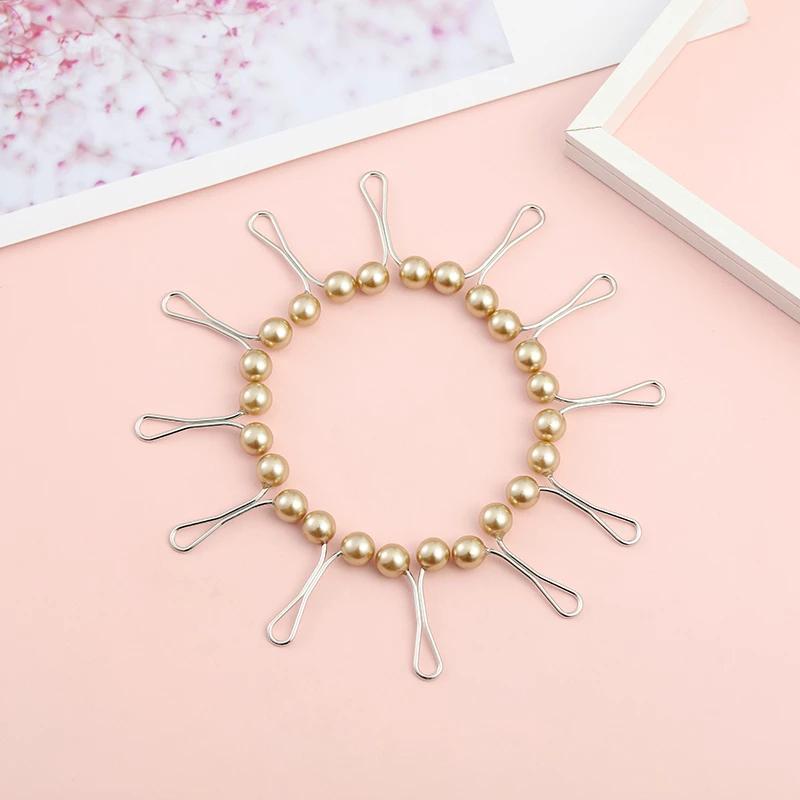 Multicolor Headscarf Pearl Pins Clips Pins Up Hijab Scarf Shawl Accessories