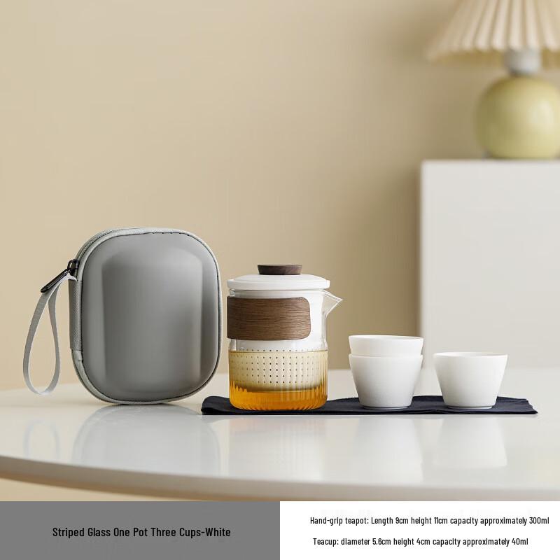 

Shangqi Portable Travel Tea Set with Glass Teapot & Ceramic Cups