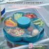 5-Compartment Food Storage Tray 360° Divided Spin and Snack Serving Tray with Lid Portable Veggie Fruit Snack Box Nut Organizer