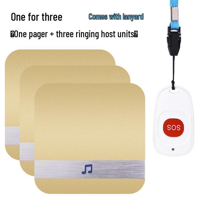 Wireless One-Button Emergency Alarm for Elderly and Solitary Patients Gold