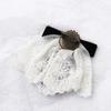Christmas Bowknot Velvet Ribbon Vintage Queen Cameo Pearl Girls Brooch Elegant Lace Brooch