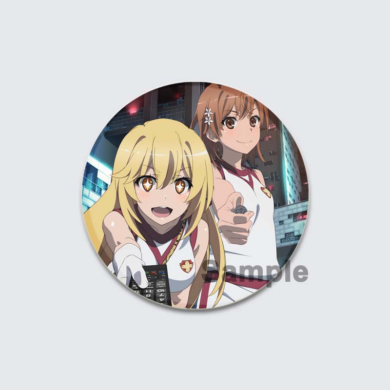 32/44/58mm A Certain Scientific Railgun HD Brooch Anime Badge Cartoon Figure Misaka Mikoto/Wannai Kinuho Round Display Pins Jewelry Gifts