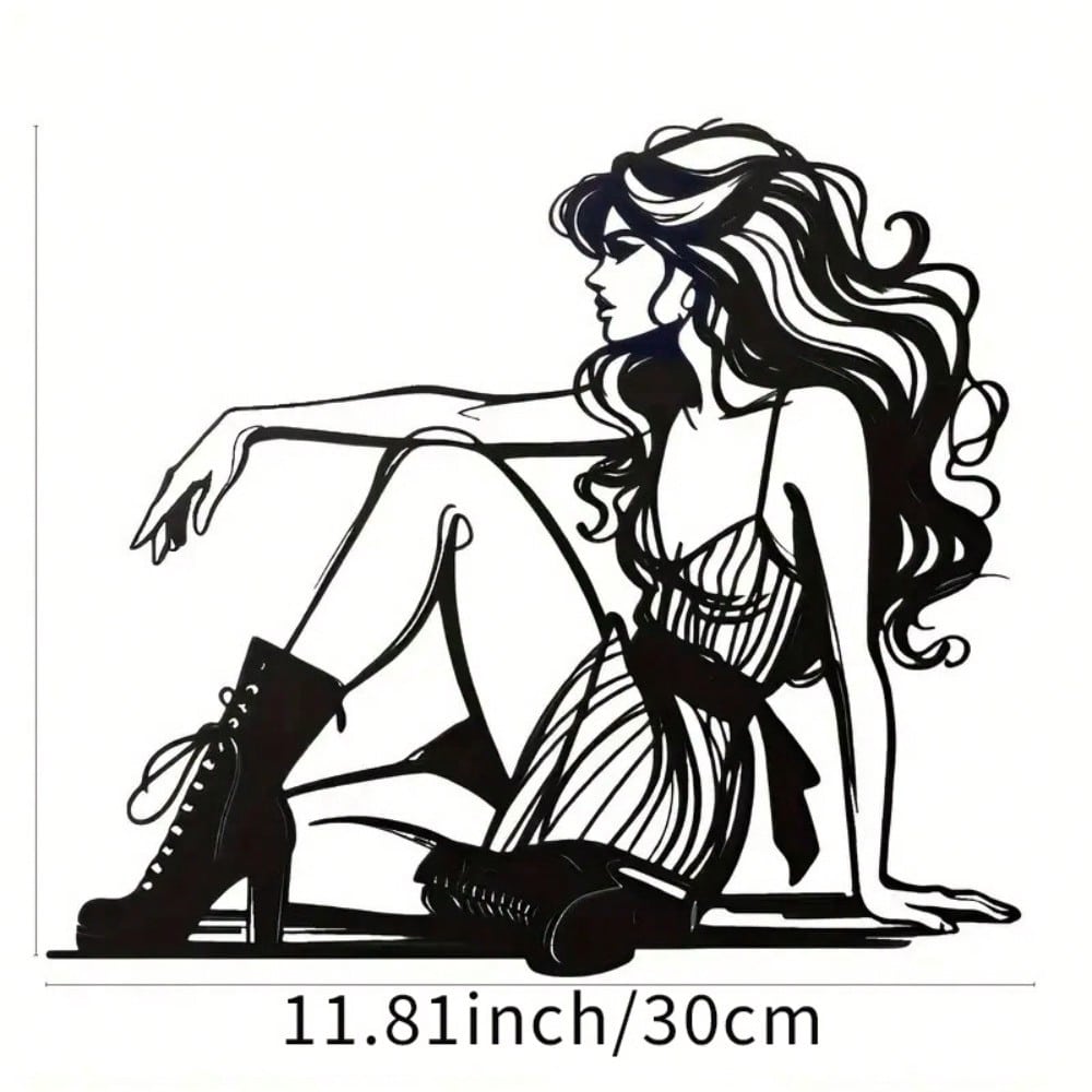Винтажное металлическое настенное искусство Черное лазерная резка Железный декор Женский силуэт Домашний акцент