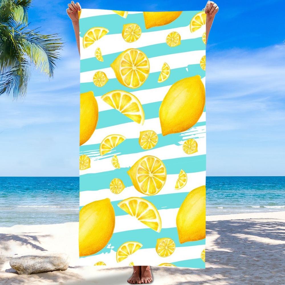 Pink Peach Pattern Beach Towel Polyester Quick Dry Sand Free Bath Towel Fruit Print Blanket for Summer Seaside Vacation Travel