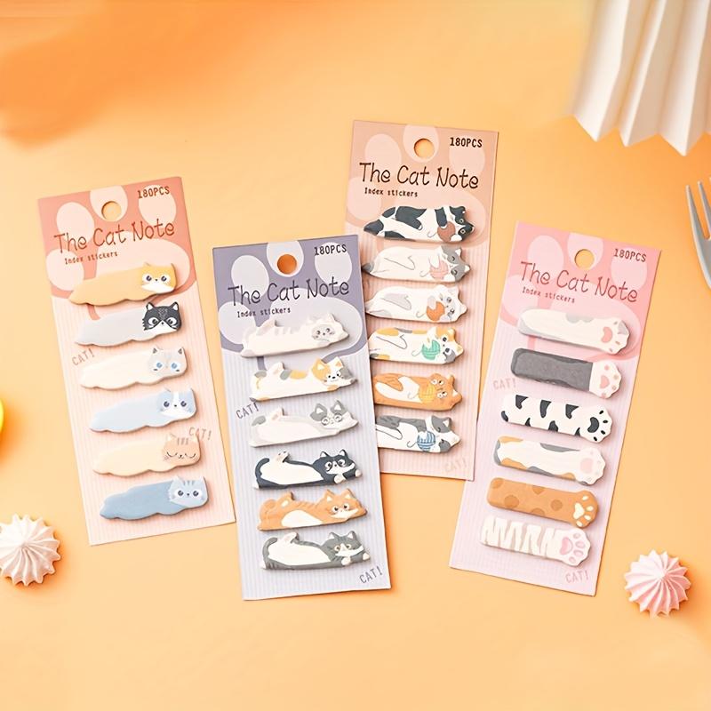 4pcs Kawaii Cat & Puppy Shaped Memo Stickers Self-Adhesive Cartoon Index Labels Sticky Notes Creative Classification Pad