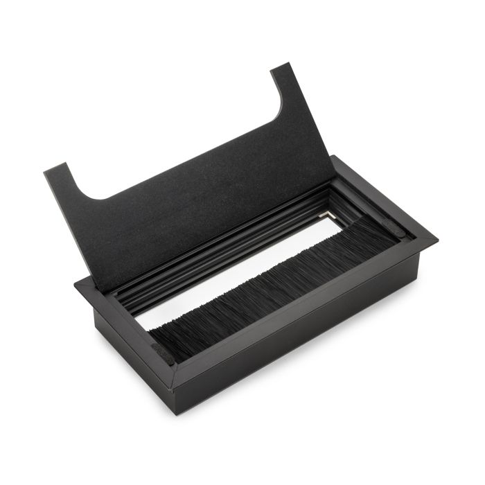 Passe-câbles - emuca - rectangulaire - aluminium - 159x80mm - peint en noir