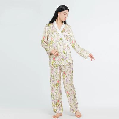Pajama Sets Robe and Pajama Two Piece Set 100% Mulberry Silk Kimono Women's Bath Robe