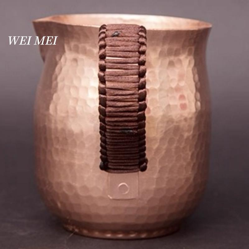 Vintage Pure Copper 800 ml Coffee Mug,Handcrafted Hammer Texture Thickened Water Mule Breakfast Cup,Handle Tea Cup Tableware