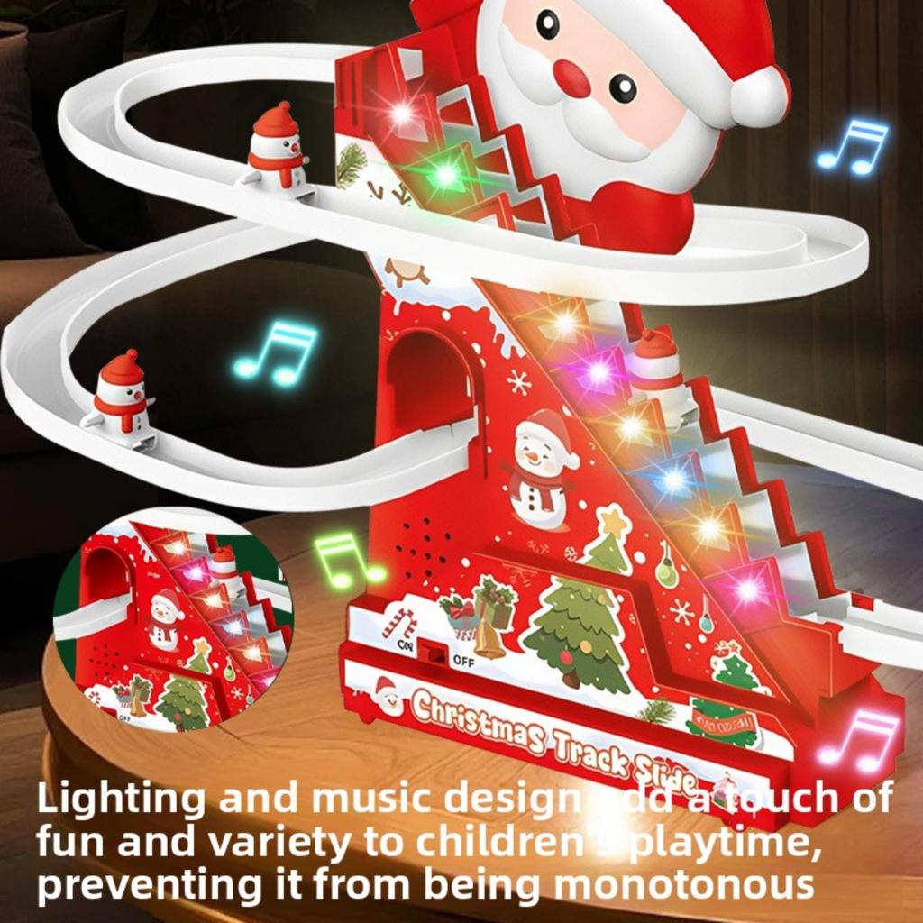 Santa Claus Gift Assembly Electric Track Climbing Stairs Lighting Music Puzzle Children's Christmas Toys