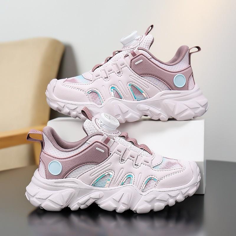 Girls 'swivel Button Sneakers 2026 New Children's Lightweight Breathable Soft-sole Running Shoes Physical