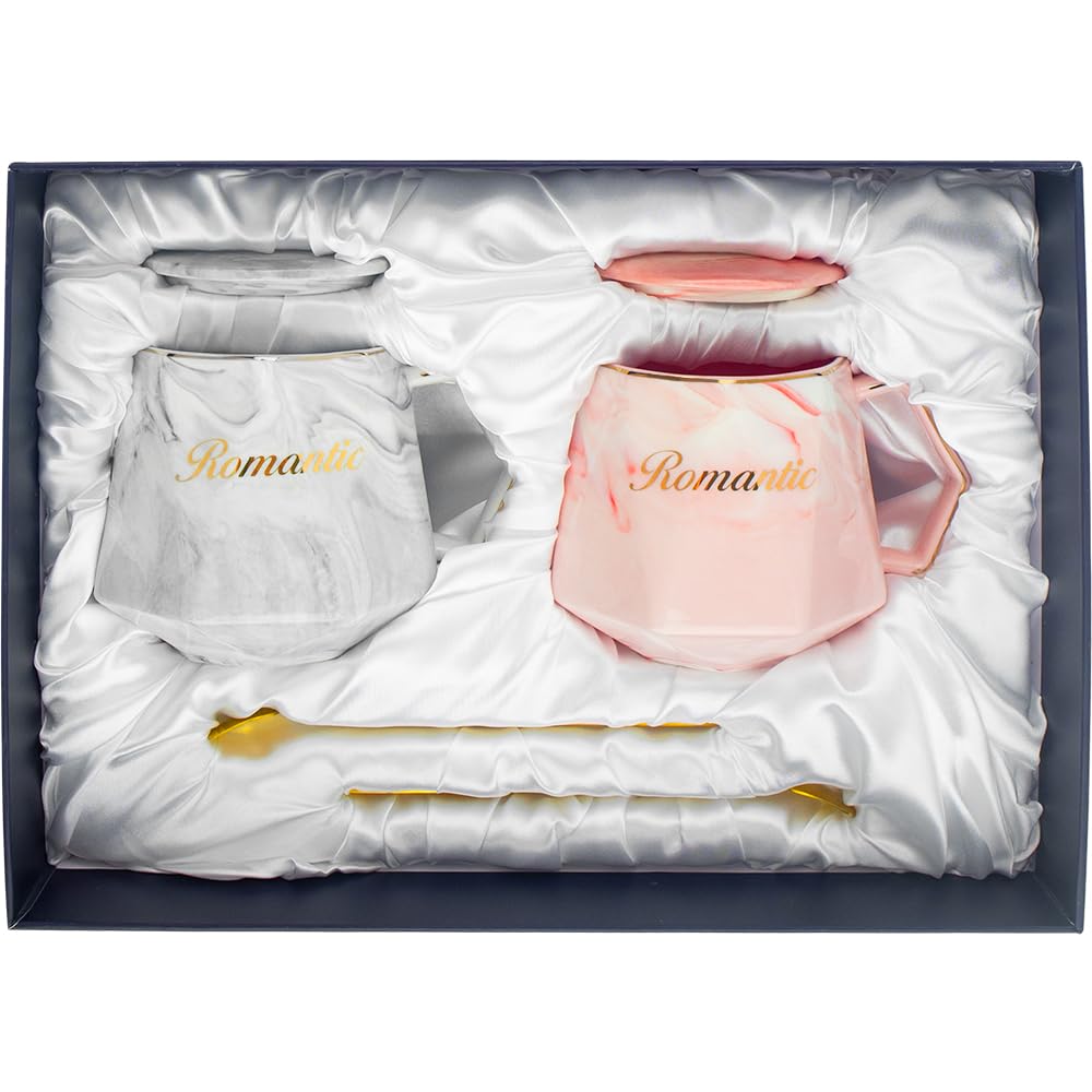 Romantic Pair of Stylish and Perfect for Gifts for Respect for the Aged and Includes Lids for Mugs, Popular, Weddings, Anniversaries, Birthdays,
