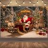 Plano 2D 1 Fundo de Natal com efeito de luz piscante - Cena de inverno 2D Papai Noel rena trenó neve árvore e presentes