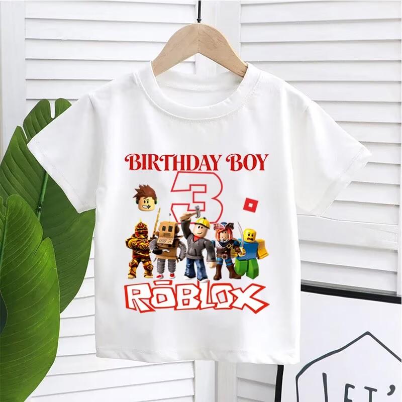 New Roblox Children T Shirts Cartoon Birthday Number Graphic T-shirts Boys Girls Casual Short Sleeves Tops Summer Kids Clothing