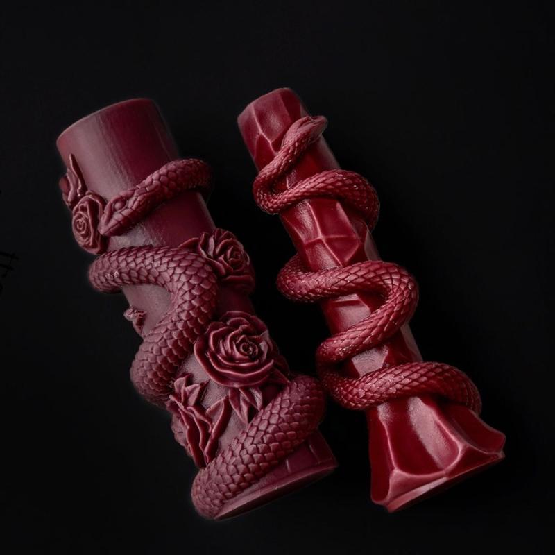 Geprägte Schlangen Zylinder Silikon Säulenkerzenformen für Kerzen Seife Epoxidharz Silikonformen für Heimdekoration