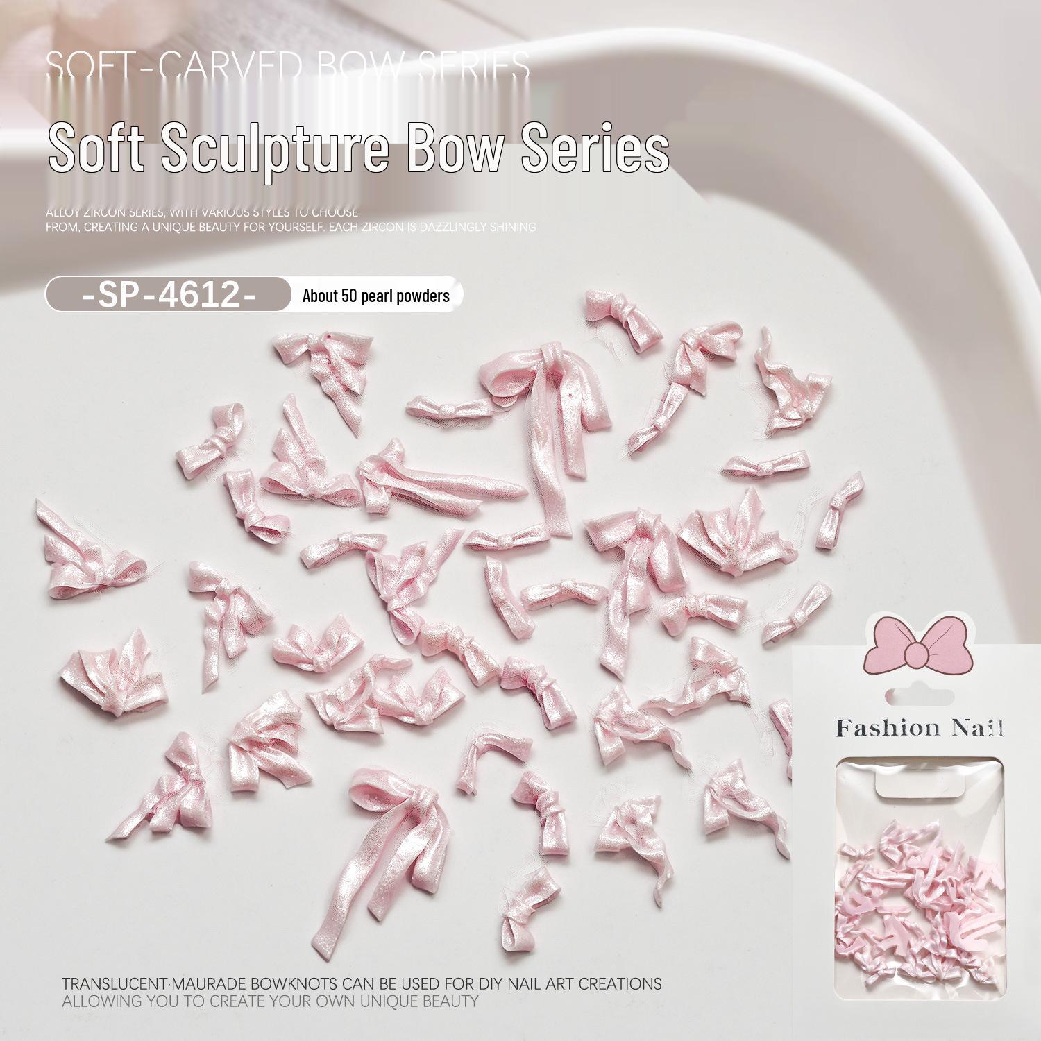 3D Embossed White Bow Nail Art Accessories