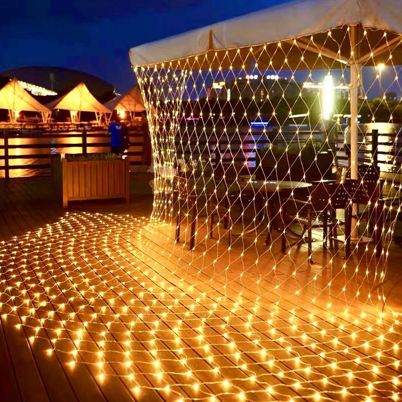 Twinkling LED Fishing Net Star Lights: Waterproof Outdoor Fairy Lights for Lawn and Square Decoration