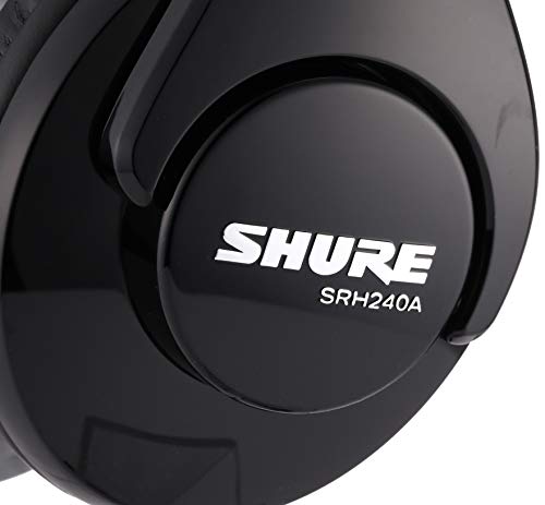 Shure SRH240A-BK-A Professional Quality Closed-Back Headphones DJ Home Recording Medium Black