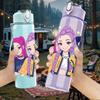 1PC Colorful Girls Character Pattern 750ml Color Plastic Sports Water Bottle Leakproof Flip Straw Lid Suitable for Sports Office Home Use