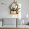 Rustic Home Wall Decoration Wooden Planter, Creative Hanging Flower Pot Basket for Indoor Plants Natural Wood Faux Flowers, Decor Living Room Balcony