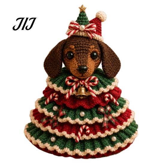 Art And Craft Hobby Kits Animal Christmas Tree Crochet Kit, DIY Highland Cow Cute Handmade Holiday Ornament Dachshund Cat Crafting Kit for Beginners,