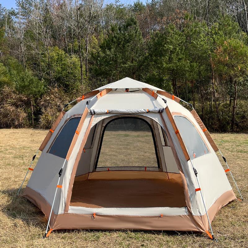 Hexagonal Quick-Open Portable Camping Tent - Thickened, Rainproof, Windproof.
