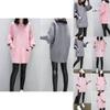 Neck Round Women Long Sleeve Solid Patchwork Hoodie Loose Sweatshirt Pocket