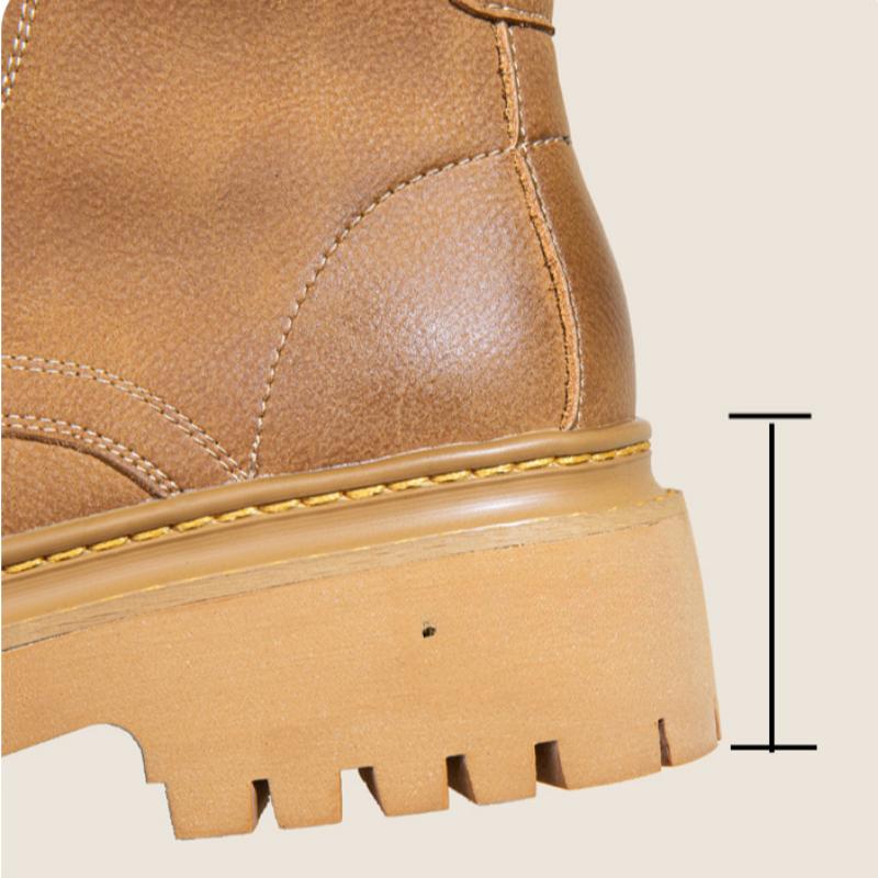 Новые женские кожаные короткие ботинки на платформе в британском стиле — фото 11