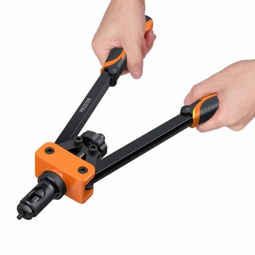 Proster Hand Riveter Set, Two-Handed, Compatible with M3, M4, M5, M6, M8, M10, Etc., Includes 150 Rivet Nuts (Orange)
