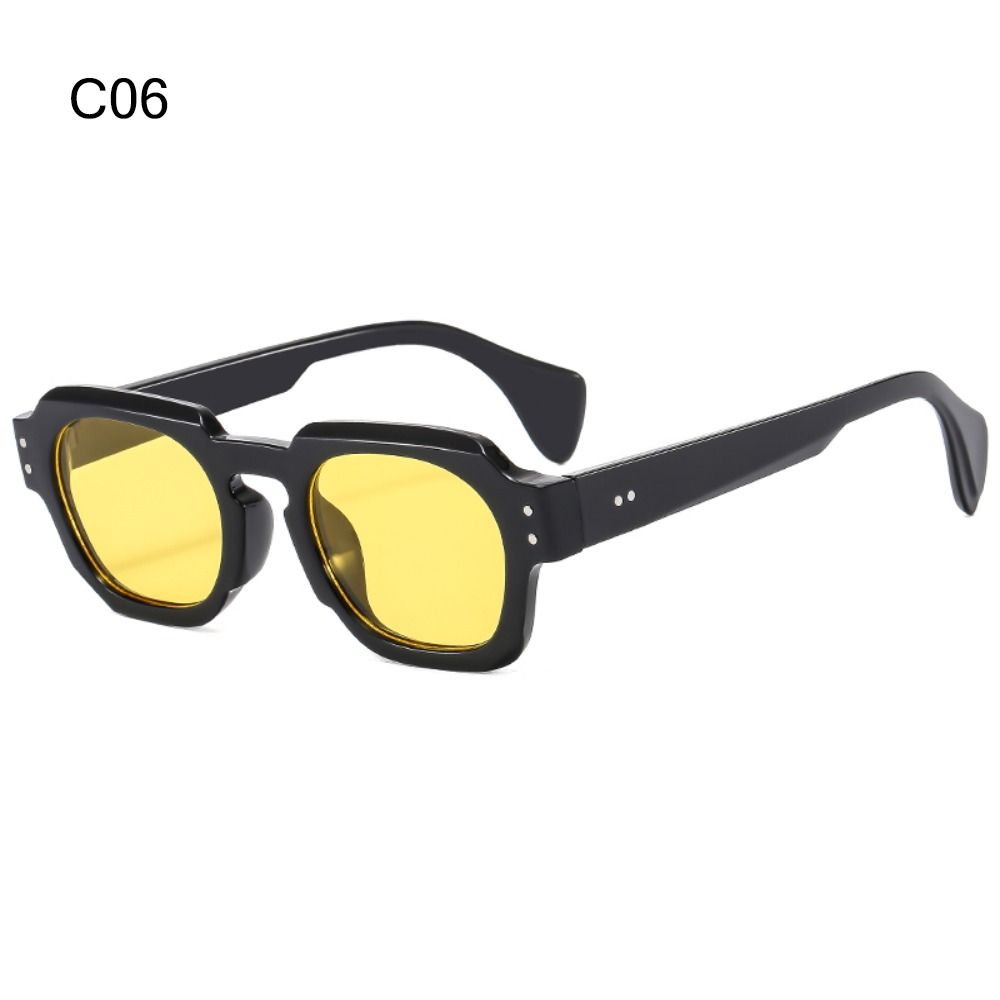 Trendy Punk Women's Square Sunglasses UV400 Protection Y2K Small Shades Rivets Sun Glasses for Beach/Travel/Streetwear