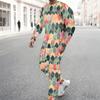 Men Watercolor Multicolored Diamond Grid Print Long Sleeve Sweatshirt Jogger Pants Two Piece Suit