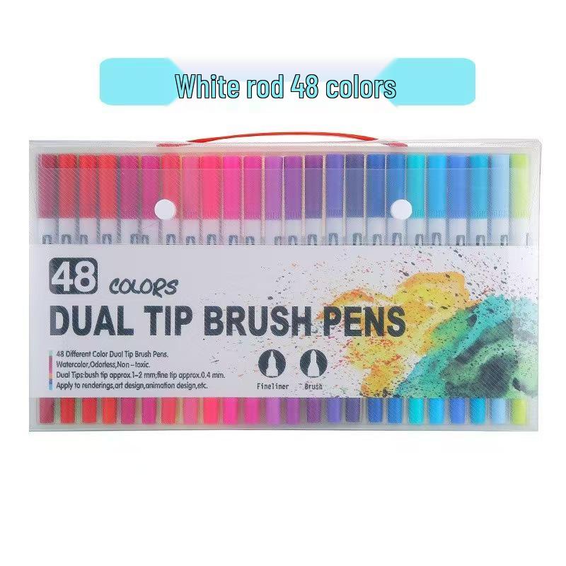 Washable Water-based Double-headed Watercolor Pens for Children - Soft-tip Markers and Brush Set