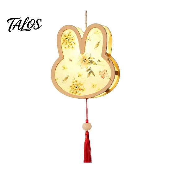 Handmade Paper Lantern Craft DIY Chinese Ancient Style Kit, Light Up Handheld with LED String & Quaint Wooden Frame Tassel, Rabbit Butterfly Lotus Fan