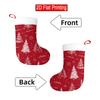 Christmas Decoration Fireplace Hanging Stocking 1pc Red & White Christmas Stocking Ornament with Snowflake & Tree Patter