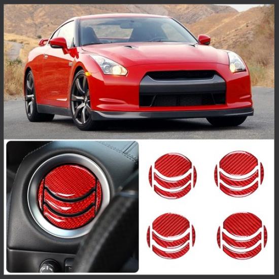 

Red Carbon Fiber Interior Air Vent Outlet Cover Trim For Nissan GTR R35 08-16