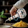700ml Hand-Painted Ceramic Olive Oil Dispenser, Mediterranean Style Drip-Free Cruet with Handle, Artisanal Vinegar Bottle
