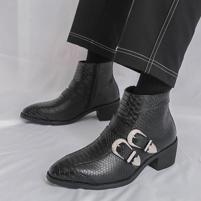 New Men's Pointed Patent Leather Casual Chelsea Ankle Boot Luxury Designer Winter High Tops Monk Strap Shoes Zapatos Hombre