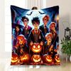 Halloween Wizard Party Decorations: Pumpkin Lanterns & Broomsticks SetBlanket Flannel for Sofa, Bed, Travel, Camping, Office, Couch, Chair